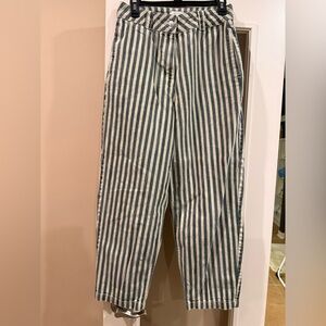 Topshop Blue and Cream Striped Pants